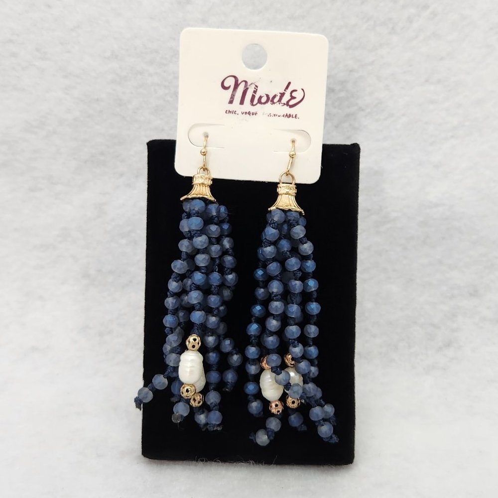 Mode Dangling Beaded/Freshwater Pearls Earrings # 486